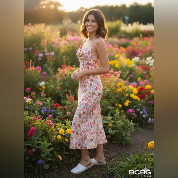 BCBG Dresses & Skirts - BCBG Yellow and Pink Floral Dress